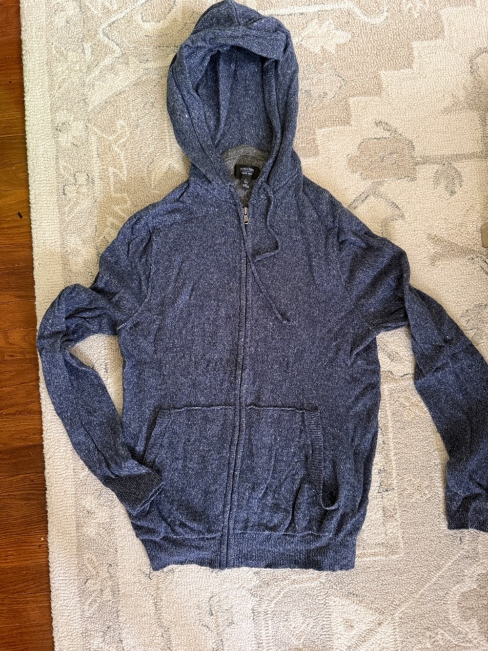 Men's Navy Zip-Up Hoodie Sweater Linen and Wool Nordstrom Men’s Shop